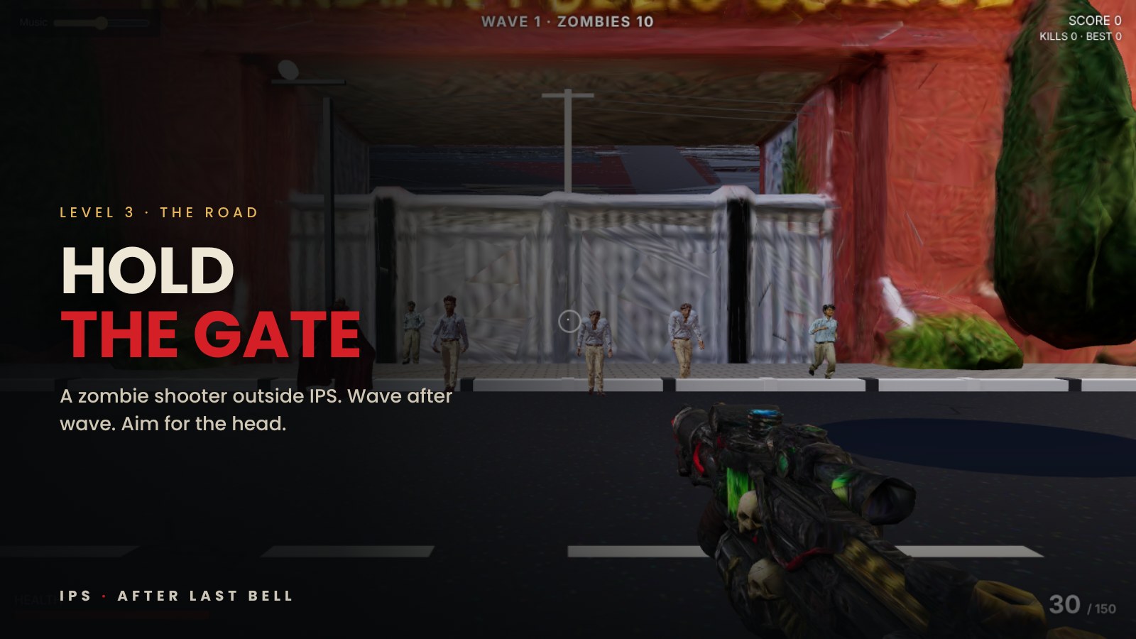 Hold the gate against zombies